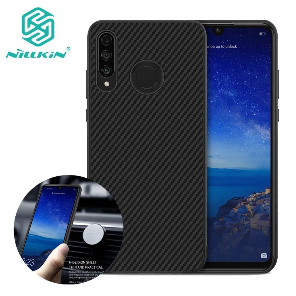 

Huawei P30 Lite Case Nillkin Synthetic fiber Carbon Fiber PP Shield Back Cover Case for Huawei Nova 4e Magnetic ultra thin slim