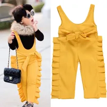 От 0 до 5 лет одежда для малышей; повседневный комбинезон на бретелях с оборками для маленьких девочек; комбинезон; длинные штаны; брюки; одежда для малышей