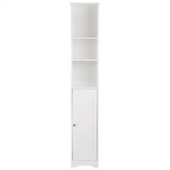 

simple and modern style wall-mounted standing bathroom cabinet One Door & Three Layers Bathroom Cabinet White