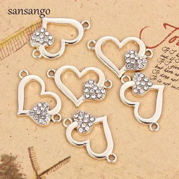 

10 Pcs Gold Love Alloy Crystal Connectors Necklace Charm For Making Earrings Bracelets DIY Fashion Jewelry Findings