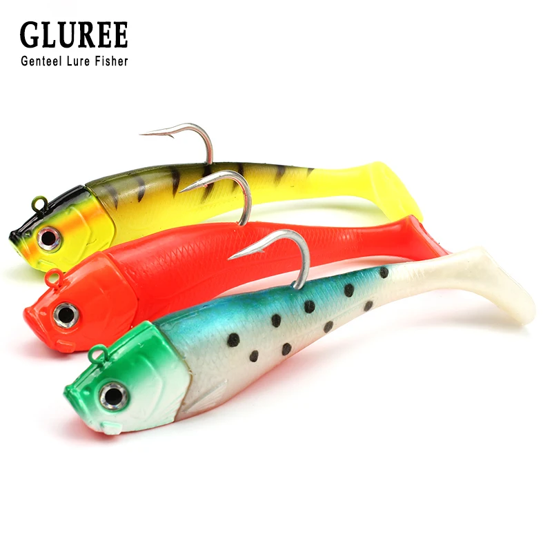 Большая мягкая рыболовная приманка GLUREE 20 см 300 г 3D глаза джиг голова рыбы