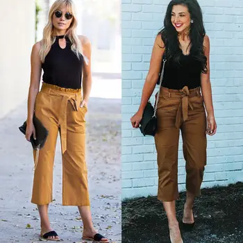 

Hirigin 2018 New Summer Flare Pants Women Sexy Skinny Pant High Waist Wide Leg Trousers Party Bodycon Bandage Pants Sweatpant