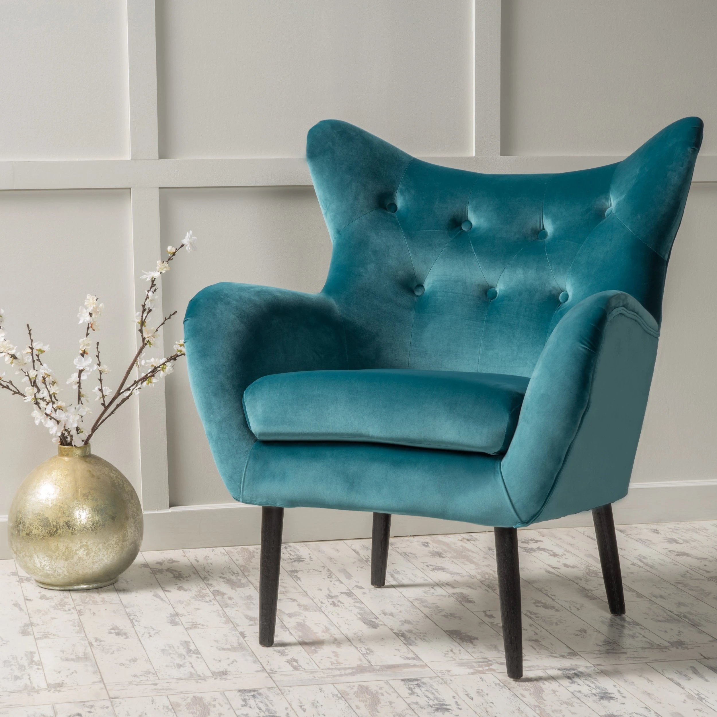 Mae New Velvet Tufted Wing Back Armchair Living Room Chairs Aliexpress