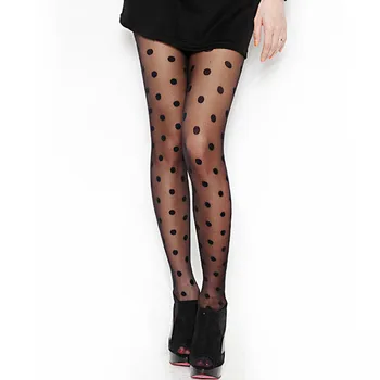 

Women's Tights Classic Polka Dot Silk Stockings.ladies Vintage Faux Tattoo Round Dot Stockings Pantyhose Female Hosiery.2 Colors