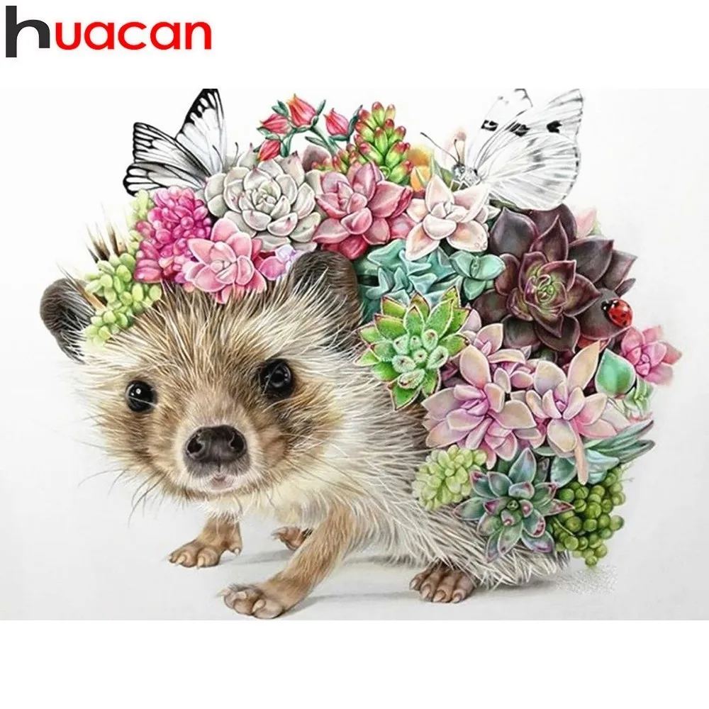 HUACAN 5D DIY Алмазная картина Ежик Бриллиантовая мозаичная фигурка животного Стразы