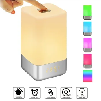 

Wake Up Light Alarm Clock Led Digital Clocks Bedside Lamp Color Changing Night Lights Touch Conrol Sunrise Simulate Desk Clock