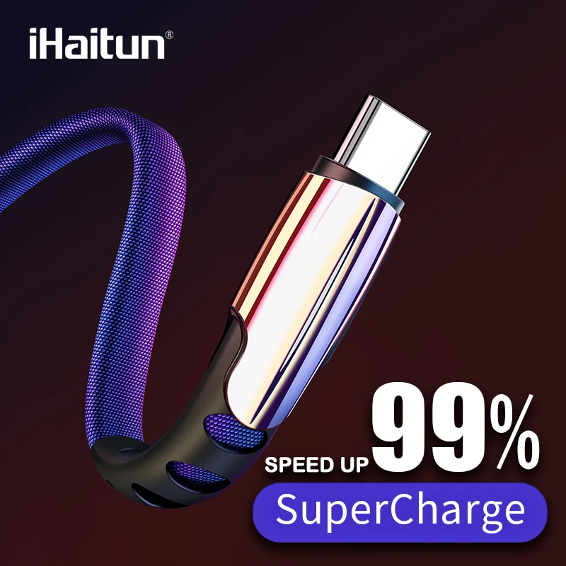 iHaitun 5A USB Type C Cable For Huawei P30 Pro Honor 10 USB 3.1 Quick 3.0 Cord Phone Charger For