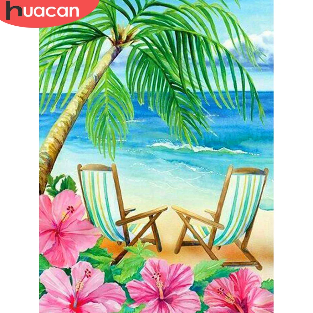 

HUACAN 5D Diamond Painting Landscape Beach And Sea Full Square Diamond Embroidery Sale Scenic Picture Rhinestone Diamond Mosaic