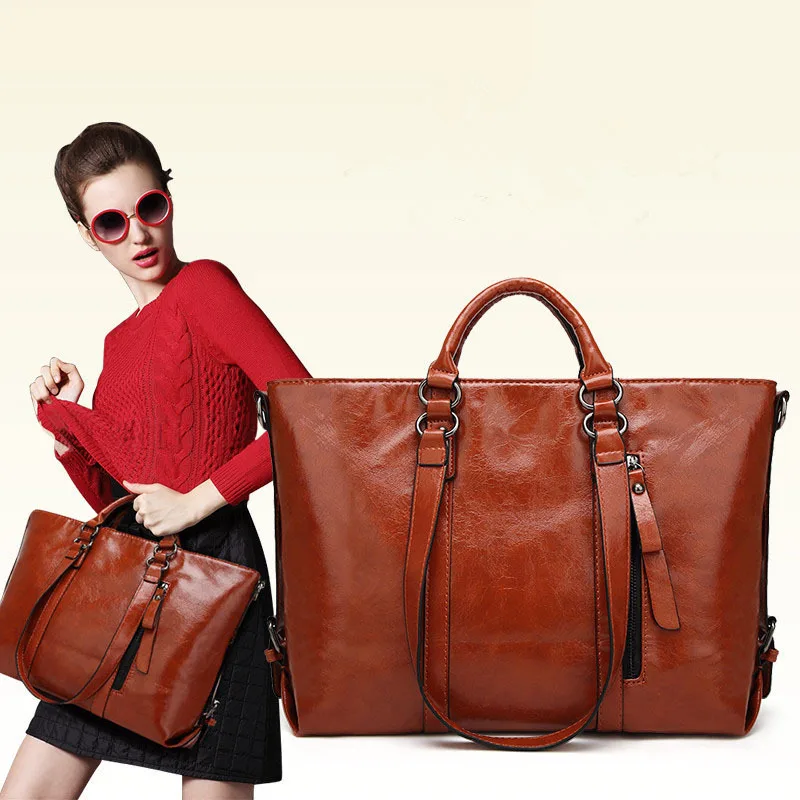 

Brand Real Leather Large Capacity Handbags Casual Tote Women's Handbag Shoulder Bags For Women Feminina Messenger Bolsa Pocket