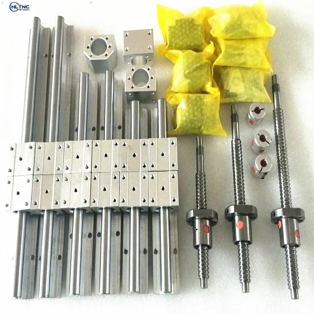 

6 LINEAR RAIL SBR16-300/800/1000mm sets +3 ball screws RM1605-350/850/1050mm+3BK/BF12 +3 nut housing +3 XB couplers for CNC