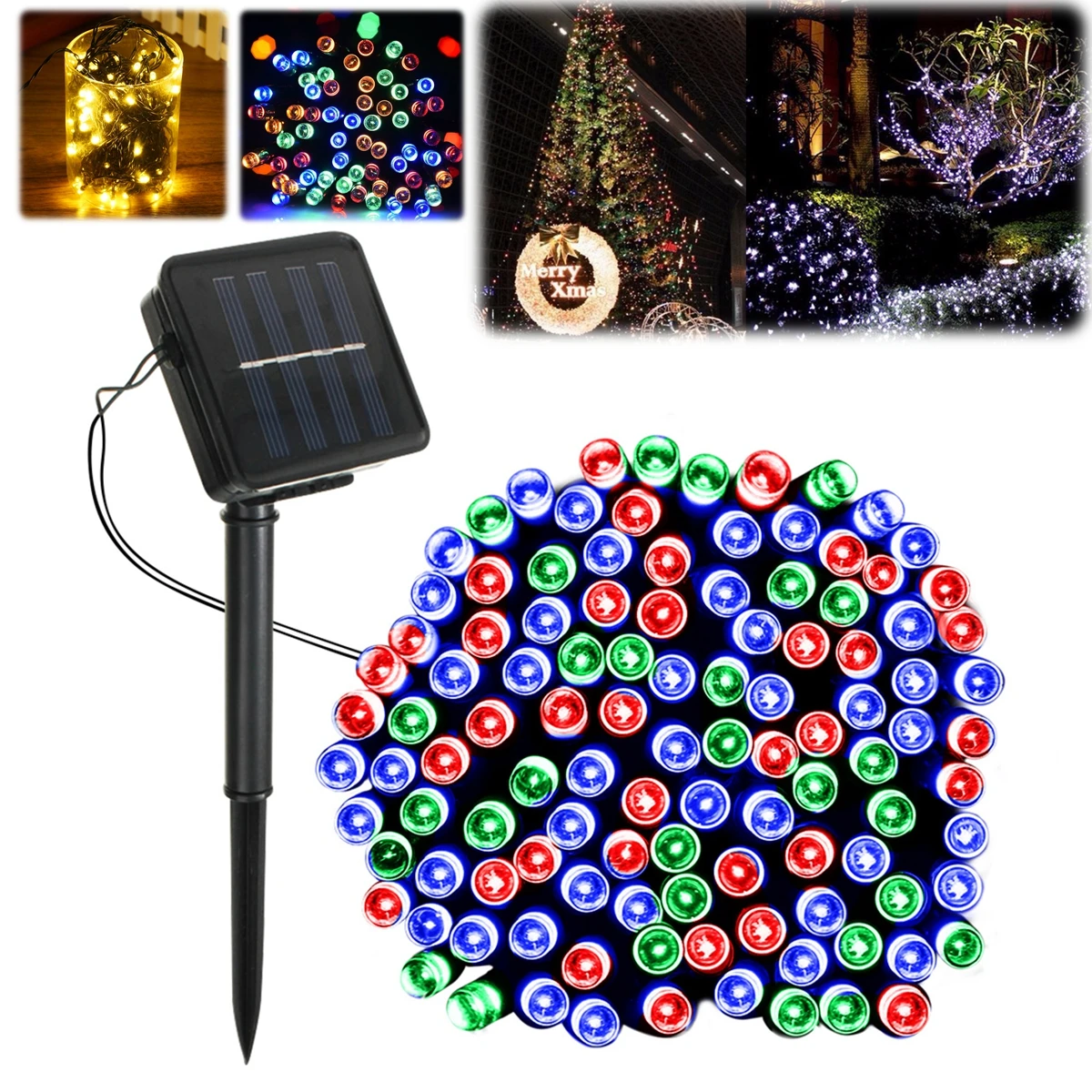 

100LEDs Christmas Tree LED Solar Powered Lamp Garden String LED Fairy Lights Outdoor Lighting Waterproof Wedding Decoration
