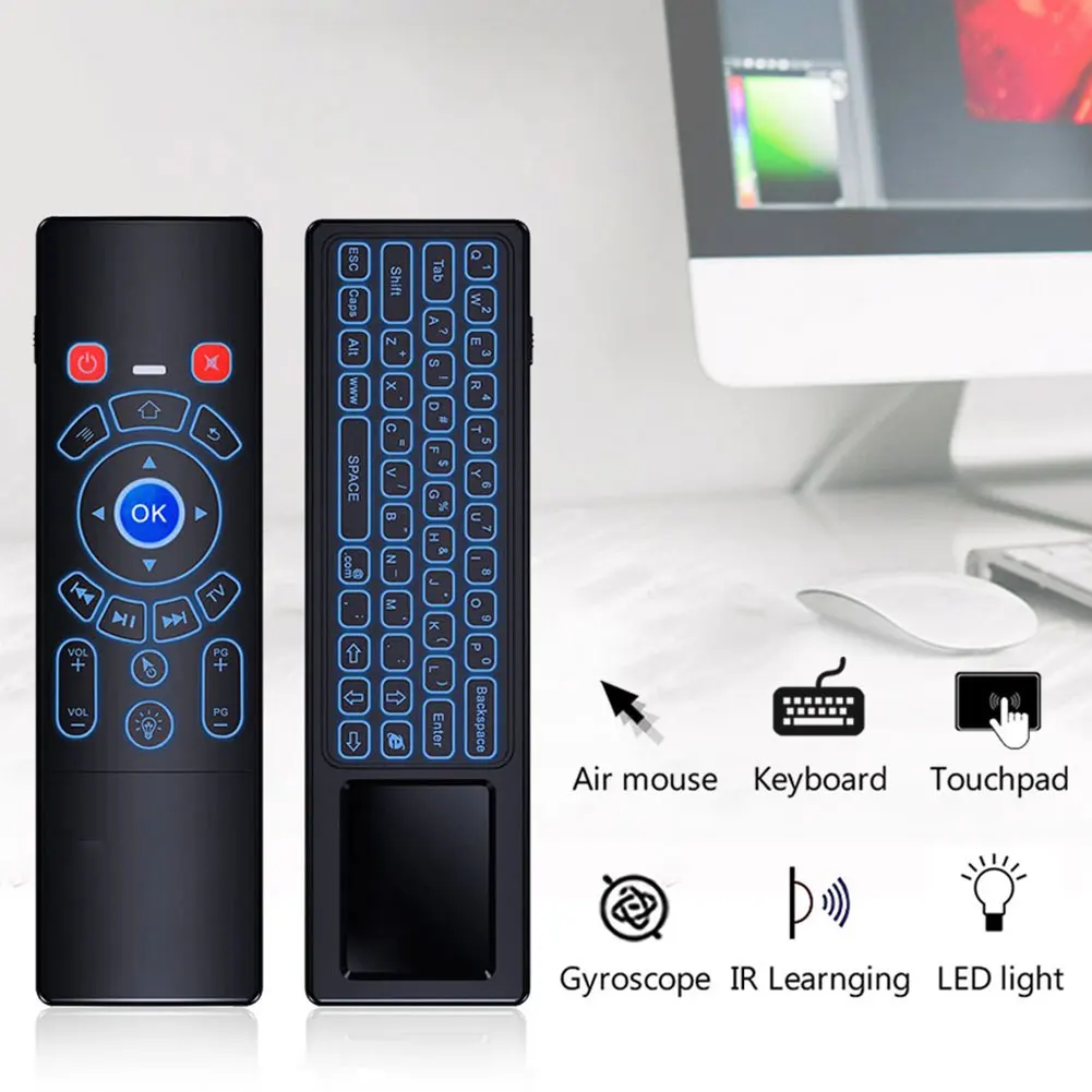 2,4 ГГц мини клавиатура Дистанционное управление Multi Функция Bluetooth светодио дный беспроводной тачпад LED мышь Smart tv подсветка Красочные #0103