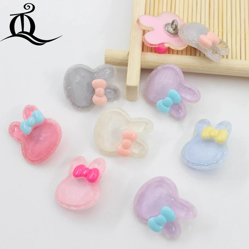 

TQ NEW 10PCS 17*20mm rabbit cartoon pattern Resin Cabochons Scrapbook Craft DIY resin buttons phone decor Headwear accessories