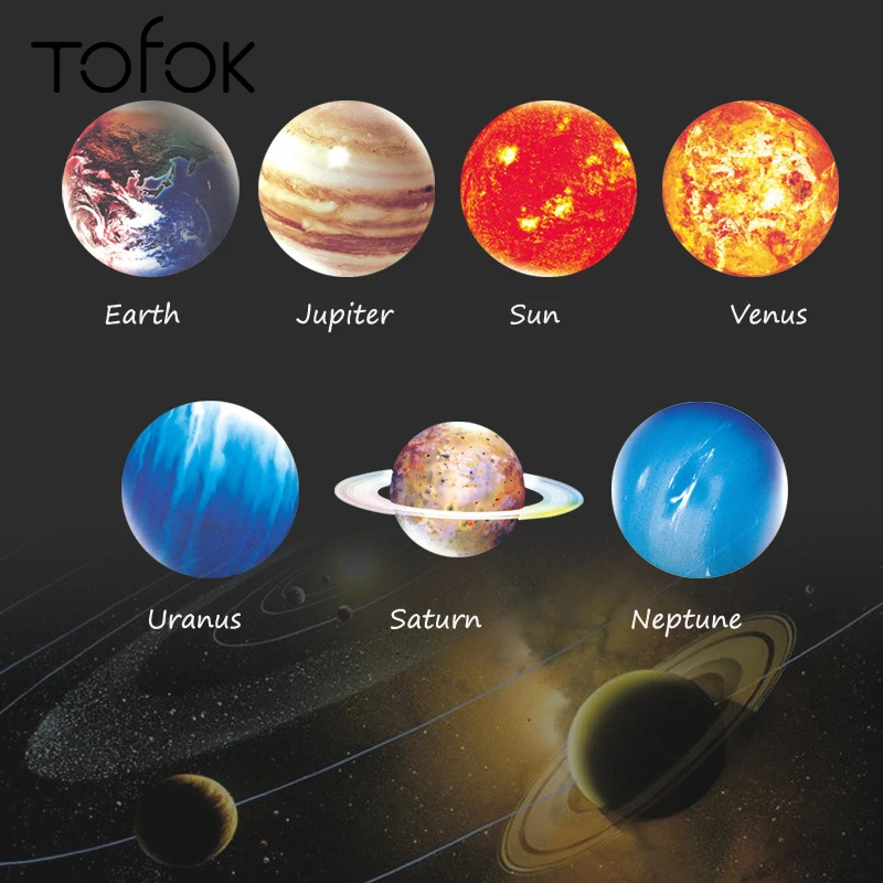 

Tofok Six Planets Wall Stickers Luminous Wall Decals Home Decoration Living Room Children Room Wall Decor Night Glow Stickers