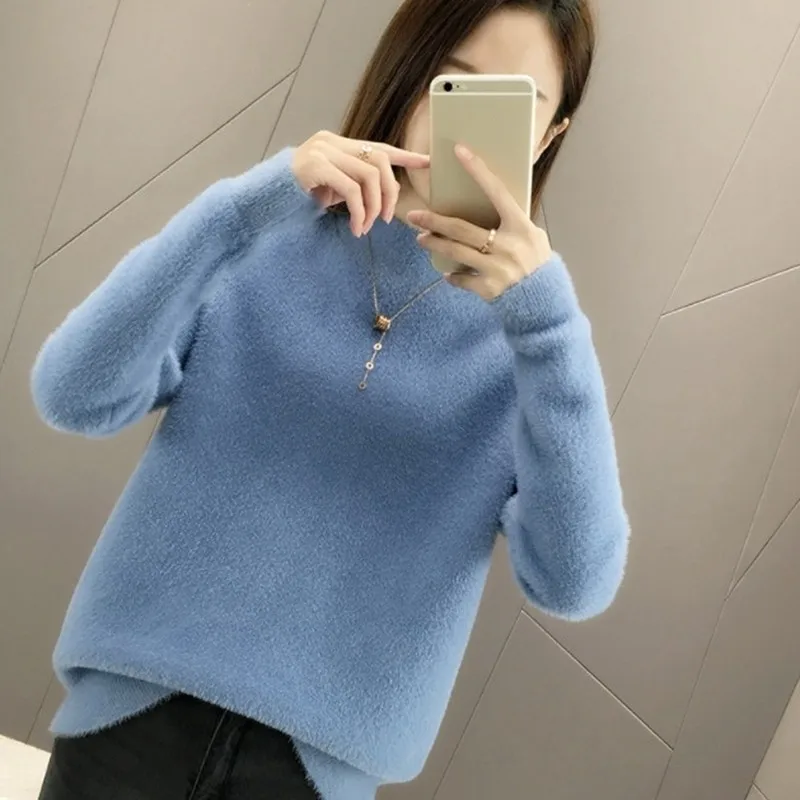 turtleneck sweater women solid rendering sweater winter women Imitate mink fleece pullover damen candy colors sweater feminino turtleneck sweater women solid rendering sweater winter women Imitate mink fleece pullover damen candy colors sweater feminino