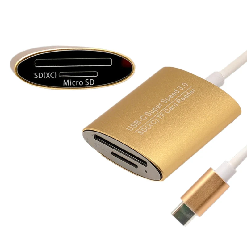 

Aluminum Alloy High Speed 3.0 Card Reader For Macbook Usb 3.1Type-C To 3.0Sd/Tf Card Reader