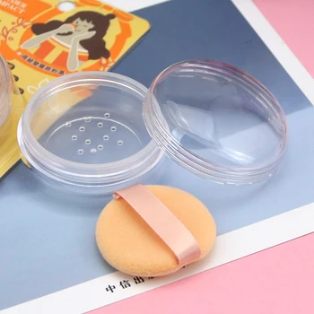 

1/2pcs empty Powder box/clear Round powder compact/with mesh/flocking powder puff/cosmetics travel/portable Refillable Bottles