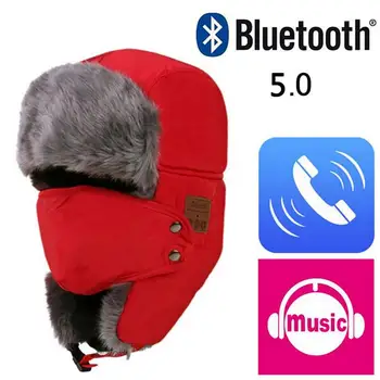 

5.0 Bluetooth Wireless Earphone Keep Warm Cap Cotton Winter Snow Hat Outdoor Riding Sport Warm Helmet With Mask