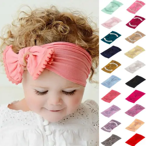 

PUDCOCO Soft Baby Girls Kids Toddler Bow Hairband Headband Turban Big Knot Head-Wrap Kids Headwear