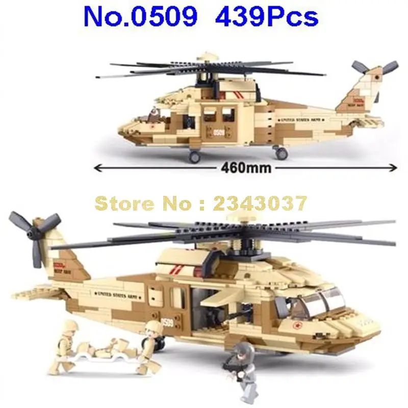 

Sluban 0509 439pcs Military Air force Black Hawk Rescue Helicopter Building Block