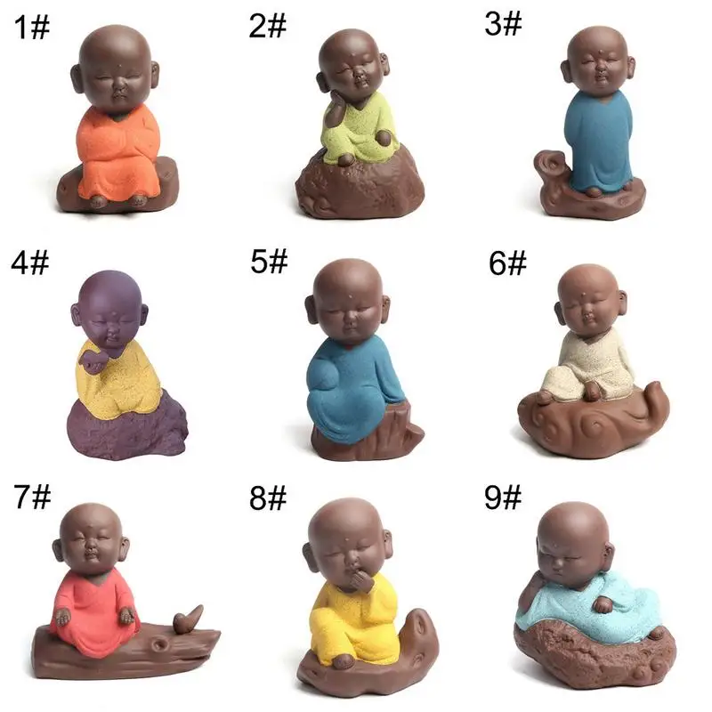 Ceramic Little Monk Figurine Home Decor Buddha Statue Figures Ornament