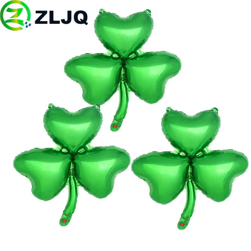 ZLJQ 10pcs Green Clover Aluminum Foil Balloon St. Patrick's Day Party