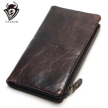 The 2015 New First Layer Of Real Leather Men's Oil Wax Retro High-Capacity Multi-Card Bit Long Wallet Clutch Men Genuine vintage multi card bit long wallet first layer of real leather men s purse crazy horse leather busniess high capacity clutch men