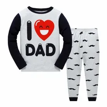 

2018 Children's pajama sets Cotton Long Sleeve Pants 2 Sets Letter Print Love Dad/Mom pyjamas kids For Boys and Girls clothes
