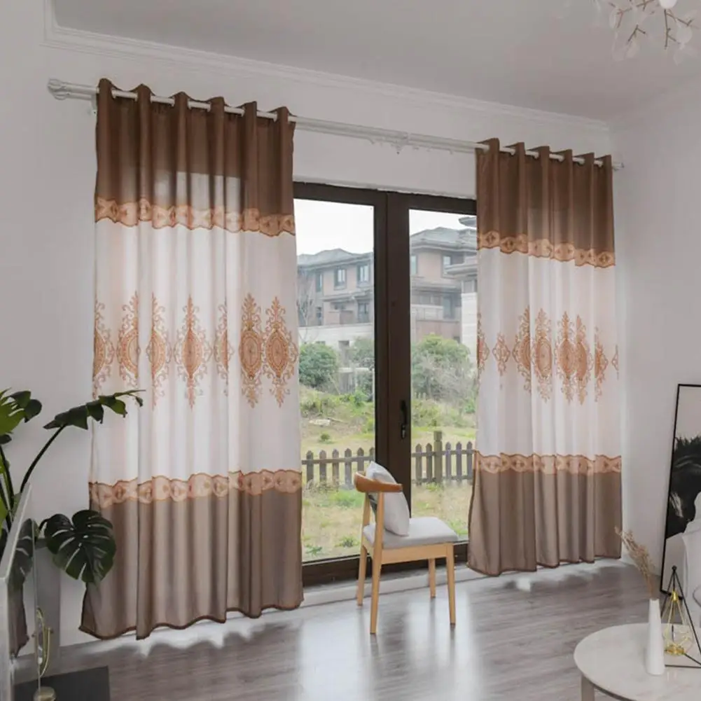 

Simple European Wood Printing Polyester Blackout Window Curtain Blackout Drape Bedroom Living Room Decor New New