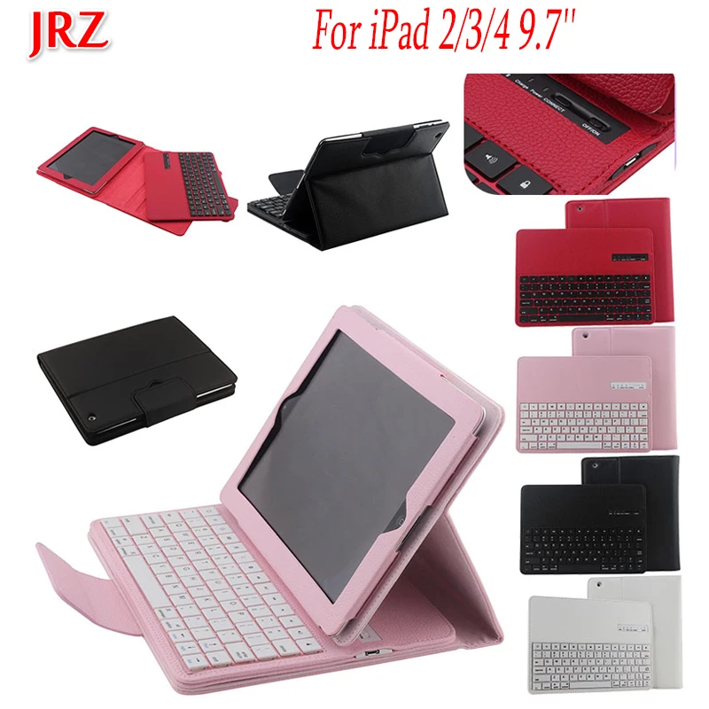 JRZ чехол для планшета 9 7 'для iPad 2 3 4 Съемная Bluetooth клавиатура с Wi Fi кожаный 4|Чехлы