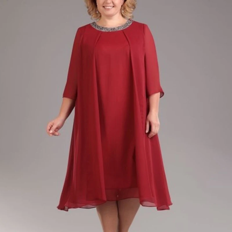 

Women's Plus Size Oversize Dress Loose Solid Midi Casual Evening Formal Chiffon