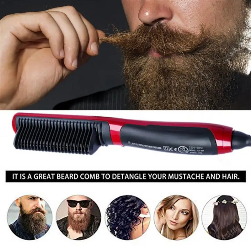 

Portable Men's Fast Beard Smooth Comb Fast Beard Straightener Multifunction Hair Curler LCD Monitor Ceramic Beard Comb