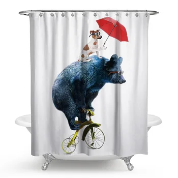 

Cartoon Bear Panda Polyester Shower Curtains Washable High Quality Colorful Curtains for Bathroom Shower Home Bathroom Decor