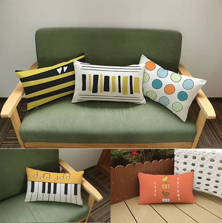 

HGLEGYW Music Note Linen Cotton Print Pillow Case Throw Pillowcase Cotton Linen Printed Pillow Covers Office Home Textile