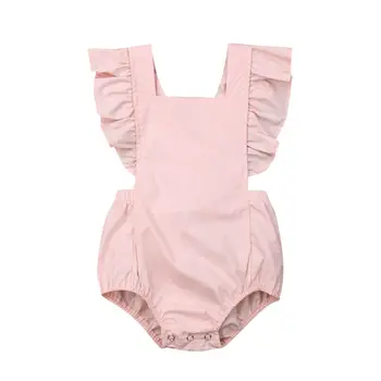 

Pink Newborn Baby Girl Ruffles Sleeve Backless Princess Girls Romper Jumpsuit One Pieces Summer Clothes