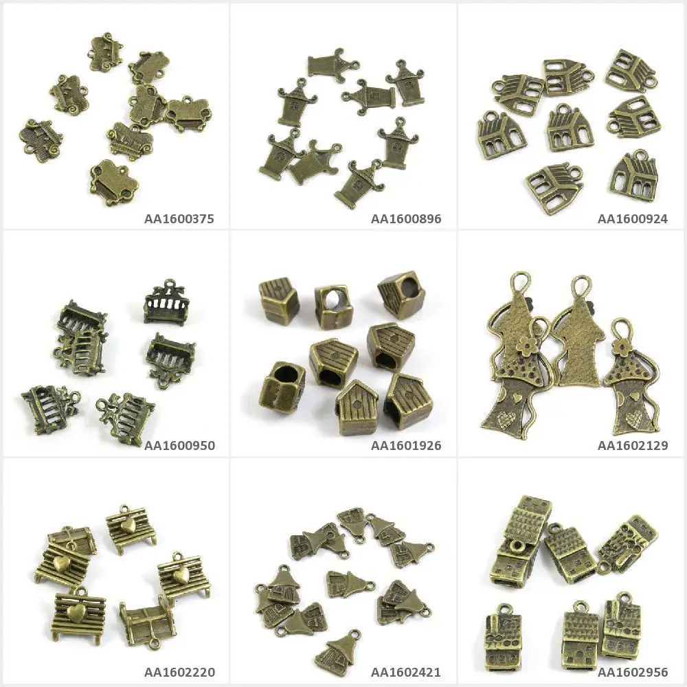 

Antique Bronze Tone Jewelry Charms Small House Elf Love Chair Lodge Loose Beads Sofa Settee Beading Bag Craft Making Crafting