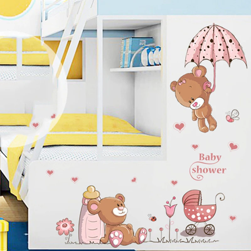  Cute Bear Removable Vinyl Kindergarten Nursery Kids Baby Child Room Home Decor Decoration Art Mural - 32967254288