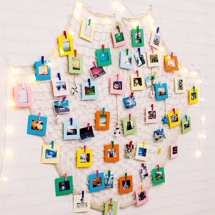 

DIY Grid Photo Hemp Rope Fishing Net Postcard Clip Hang The Photo Wall Home Furnishing Decoration Wall 5 6 Inch Photo Frame