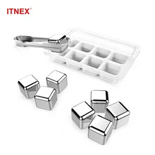 8 шт многоразовые кубики льда из нержавеющей стали, ледяные камни с щипцами для виски, вина, пива, бара, бытовой Свадебный Рождественский подарок