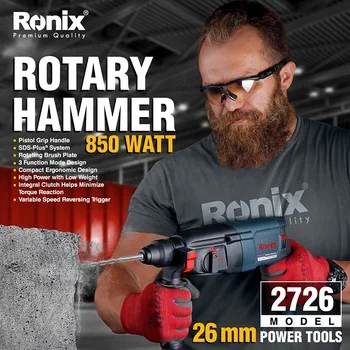 

Ronix 220V 850W Roatry Hammer 26mm SDS plus with BMC Box hammer drill with Accessories Model 2726