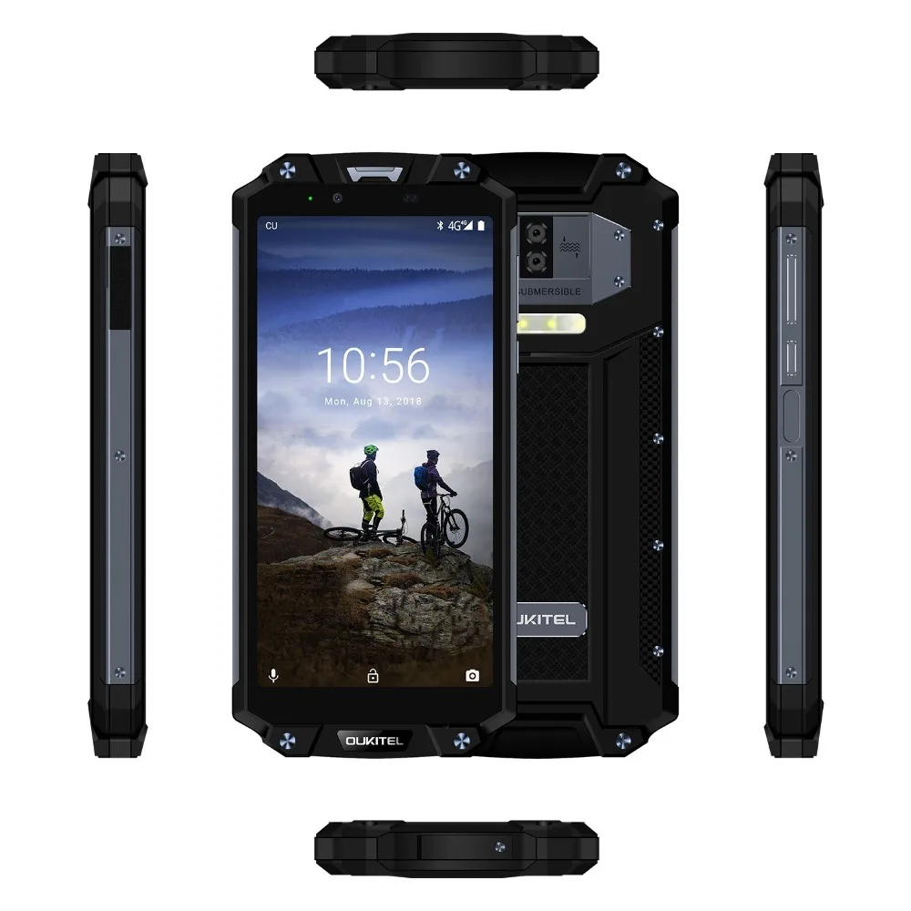 OUKITEL WP2 IP68 водонепроницаемый смартфон 6," 18:9 MT6750T Восьмиядерный 4 Гб ОЗУ 64 Гб ПЗУ Android 8,0 10000 мАч сотовый телефон с отпечатком пальца