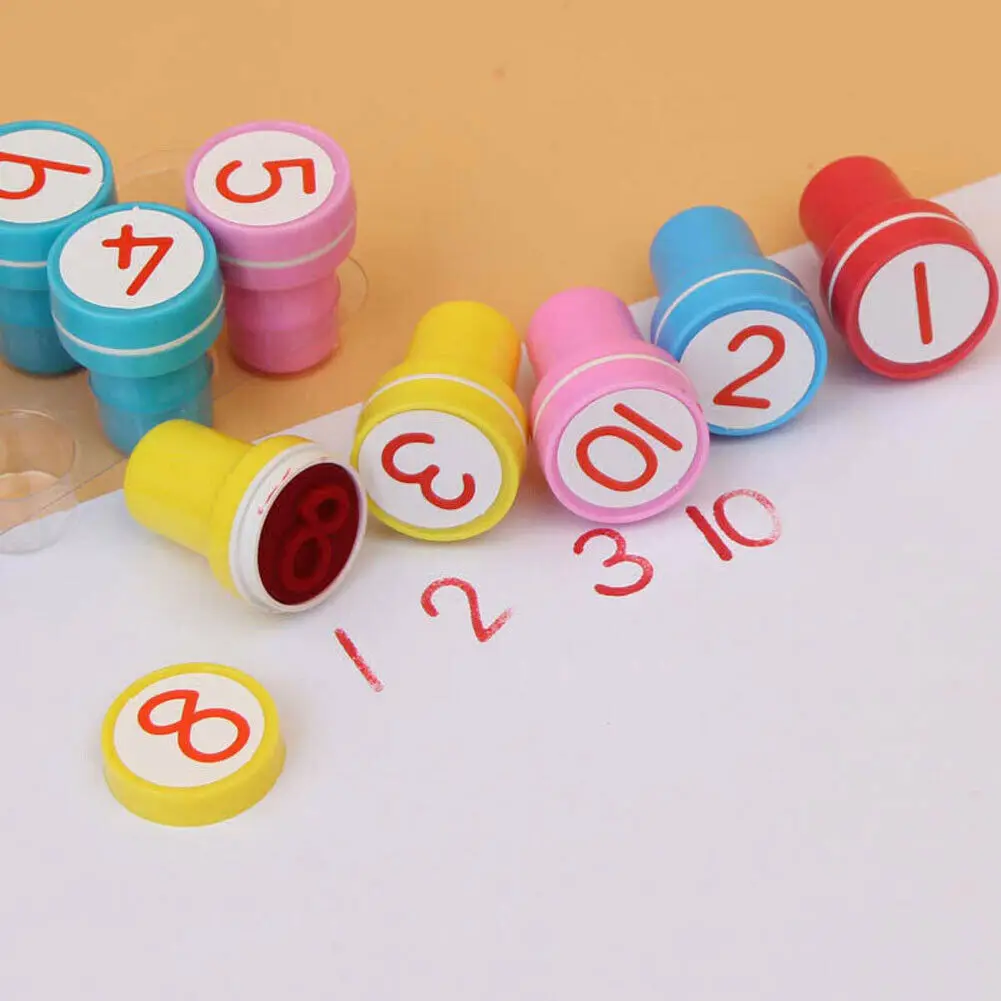10 шт. 1-10 цифр милый штамп комплект уплотнений автоматические печати дети игрушка подарок