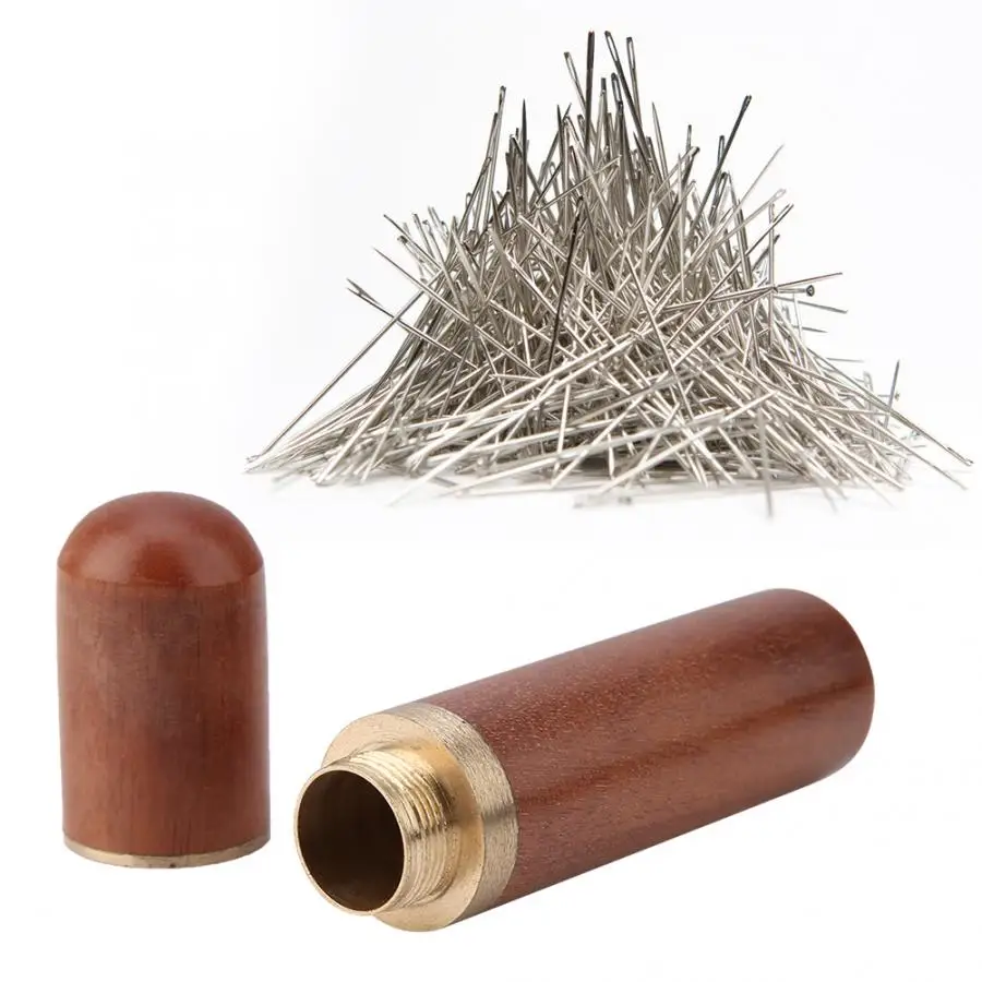 Wooden Sewing Needles Safety Holder Storage Organizer Container Box