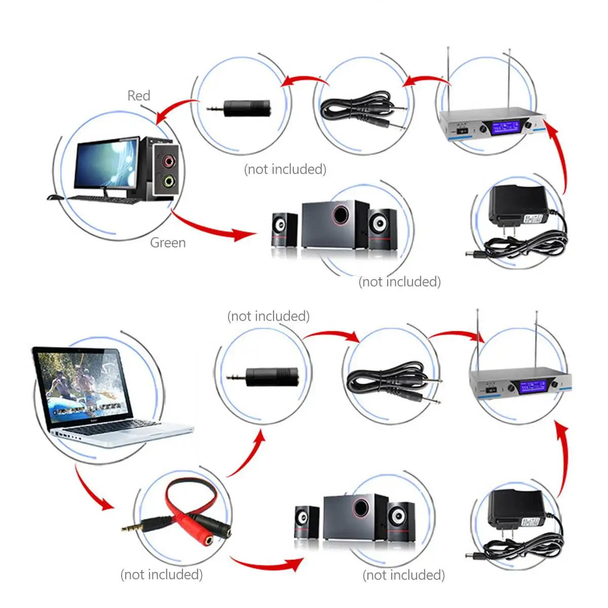 المهنية لاسلكية VHF 2 قناة المزدوج يده نظام الميكروفون اللاسلكي استقبال Mic عدة ل اجتماع KTV المنزل حزب خطاب