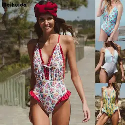 2019 летние женские Монокини Купальный костюм Цельный купальный костюм с пуш-ап бикини с открытыми плечами Сексуальная Пляжная одежда