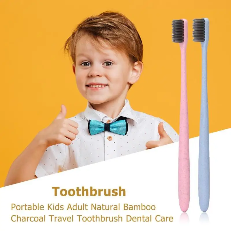 

Portable Natural Bamboo Kid Adult Toothbrush Charcoal Travel Environment Dental Care Baby Tooth Care 2019 New Random Color clean