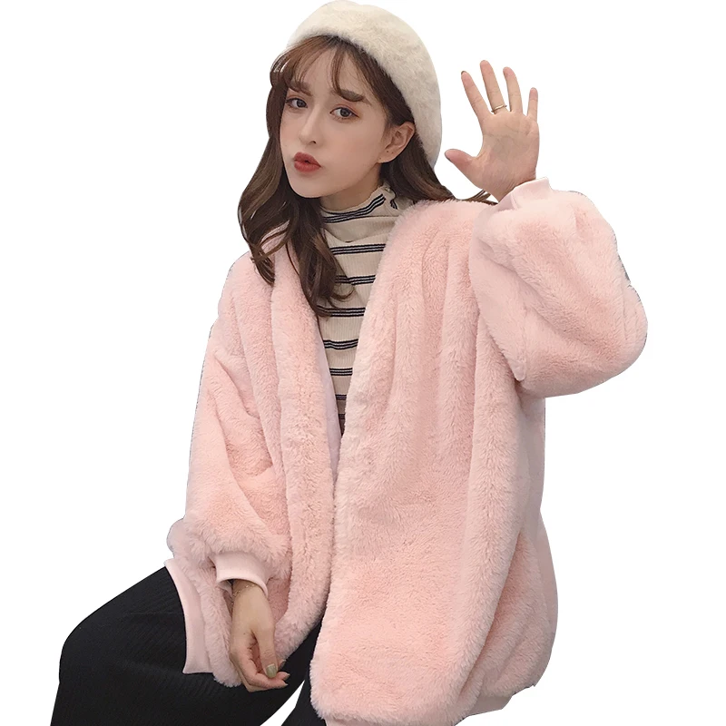 

Harajuku jacket women Kawaii teddy coat Loose faux fur coat Warm Furry Outwear casual Windbreaker Streetwear Korean clothes new