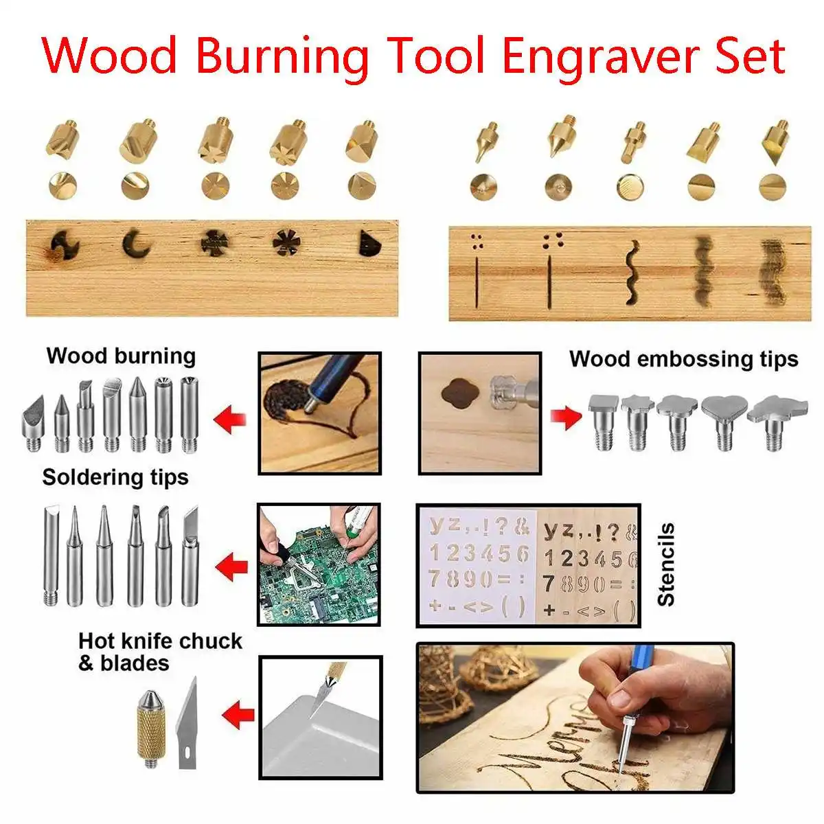 Светодиодный индикатор 52 шт. 60 Вт Электрический DIY ручка для сжигания дерева паяльник инструмент Carft Набор для выжигания 39 шт. советы для резьбы ремонт