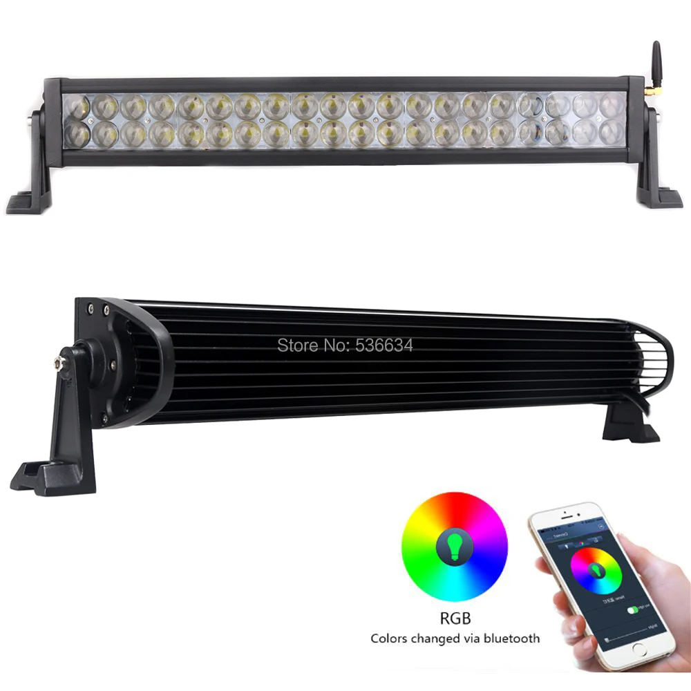 

22inch 120W Double Row Combo Beam Universal LED RGB Light Bar for SUV, ATV, UTV, 4 x 4, Sand rails,Cars,Truck, Trailer, Forklift
