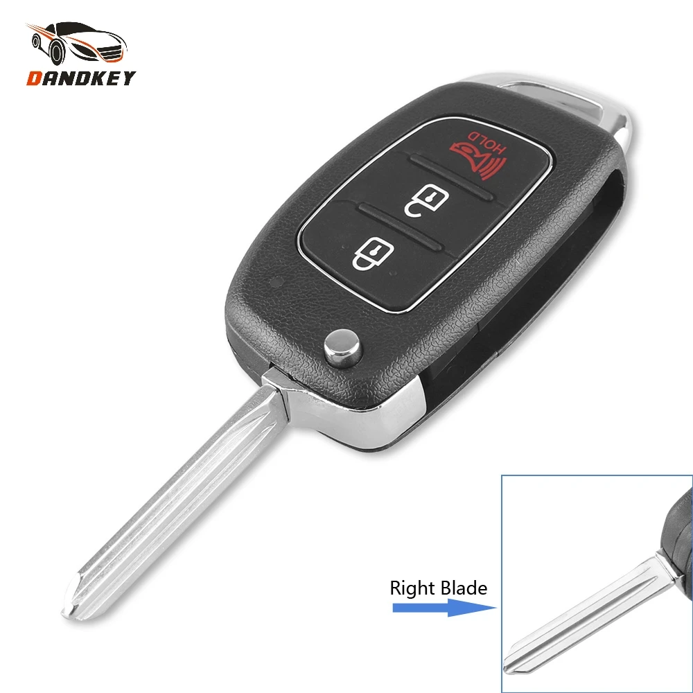 

Dandkey 10X Right Groove 2+1 Button Key Shell Case Flip Folding 3 Button Fob For Hyundai Car Key Cover Right Blade With Logo